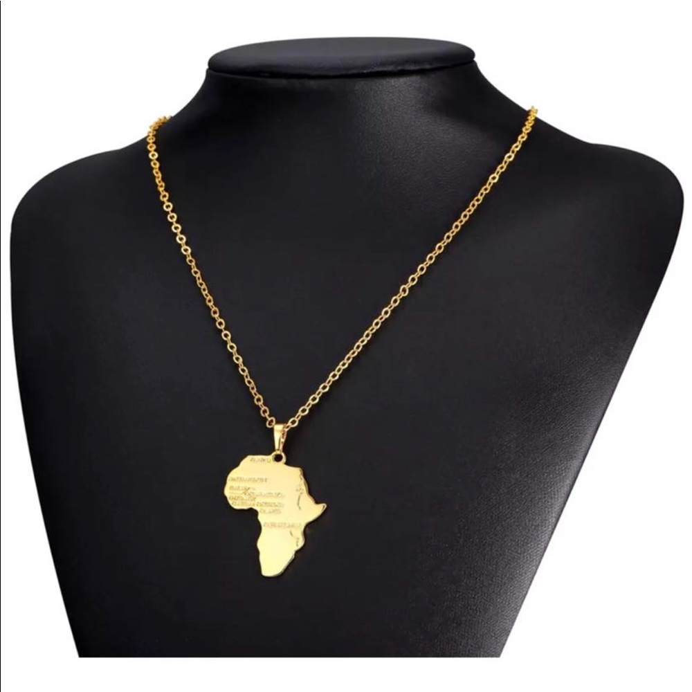 UNISEX Africa continent 18k Gold plated necklace
